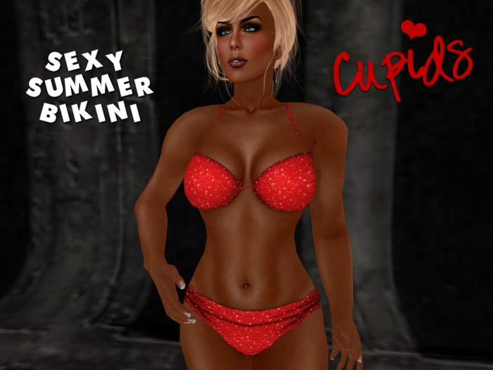 Metal Glitter Bikini Red