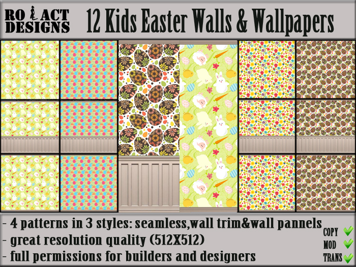 Ro!Act Designs 12 Kids Easter Walls & Wallpapers Textures