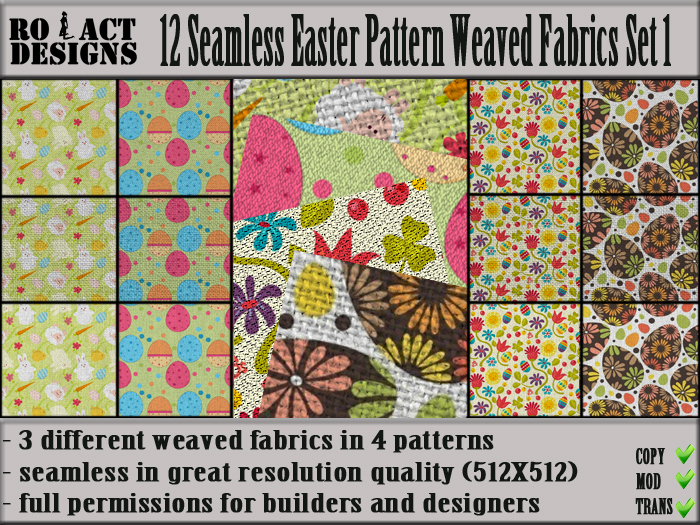 Ro!Act Designs 12 Seamless Easter Pattern Weaved Fabrics