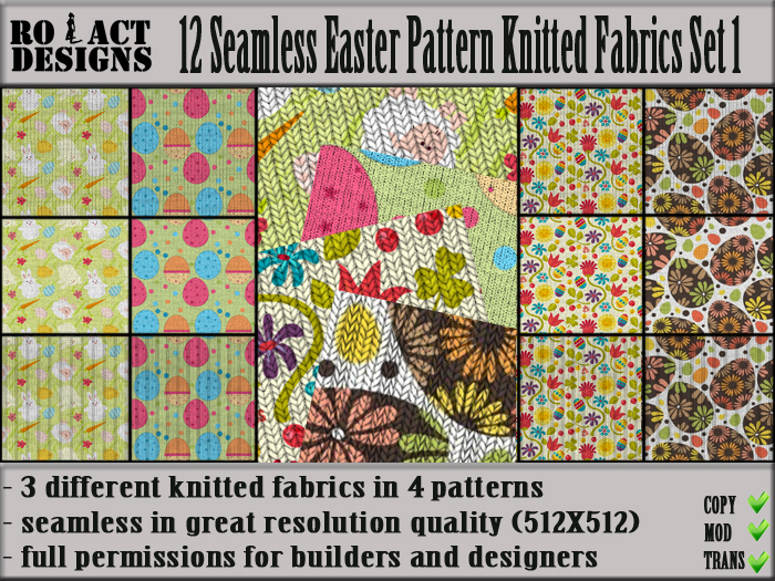 Ro!Act Designs 12 Seamless Easter Pattern Knitted Fabrics