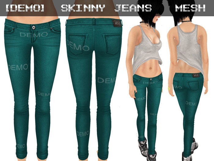 DEMO Skinny Jeans Turquoise - Mesh