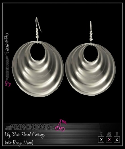 .::PiNK CHERRY::. BIG SILVER ROUND EARRINGS