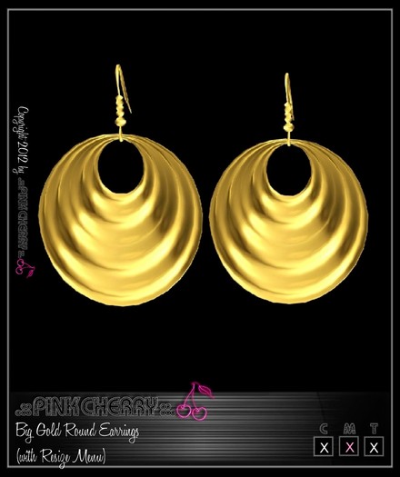 .::PiNK CHERRY::. BIG GOLD ROUND EARRINGS