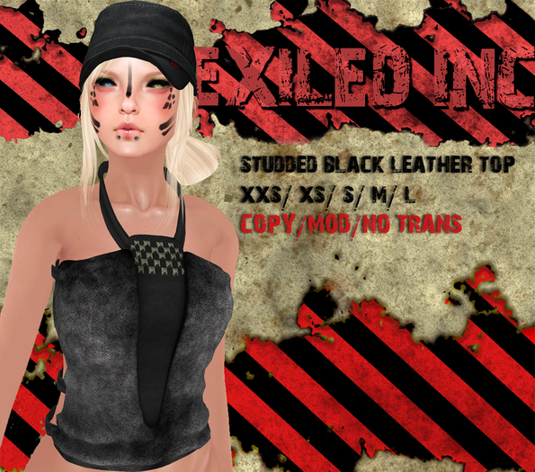 [Exiled Inc.] Top Leather Black mesh
