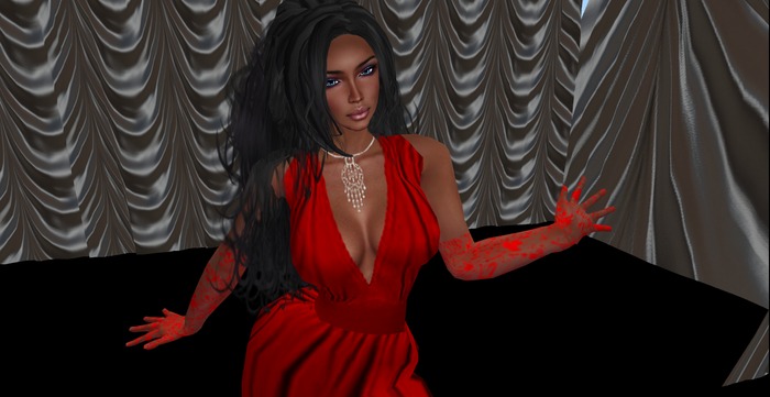 Red Lace evening gloves