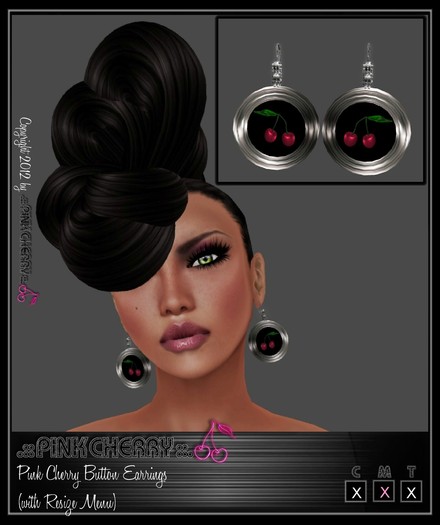 .::PiNK CHERRY::. Pink Cherry Button Earrings