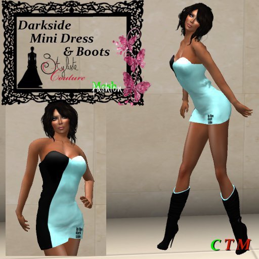 Dark side InclinDark Strapless Mini Dress Light Bleu