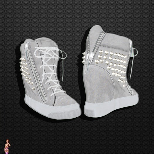 Sneaker Wedges Mesh Grey  Leather