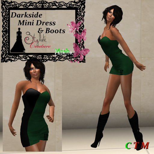 Dark side InclinDark Strapless Mini Dress Green