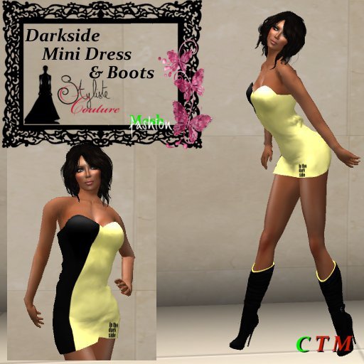 Dark side InclinDark Strapless Mini Dress Yellow