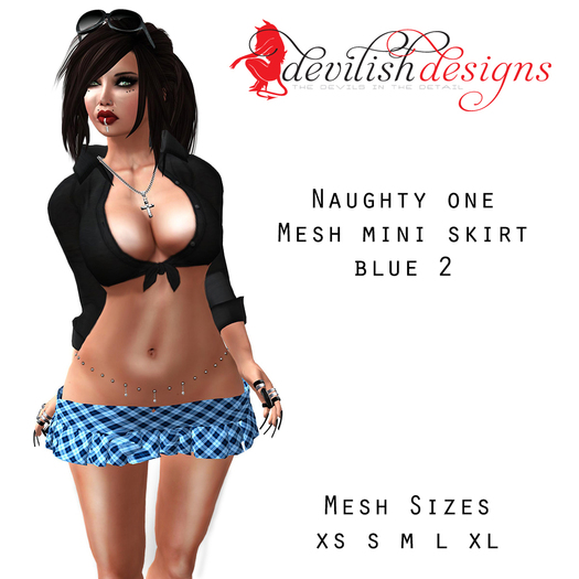 ! Devilish Designs Naughty One Mesh Mini Skirt Blue 2