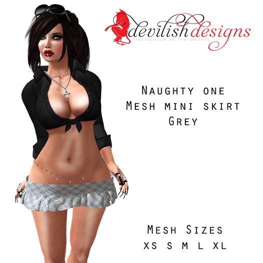 ! Devilish Designs Naughty One Mesh Mini Skirt Grey