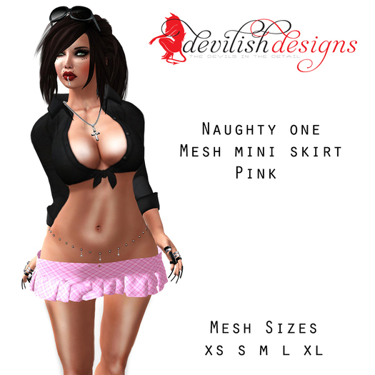! Devilish Designs Naughty One Mesh Mini Skirt Pink