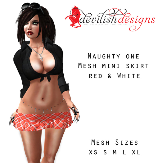 ! Devilish Designs Naughty One Mesh Mini Skirt Red/White