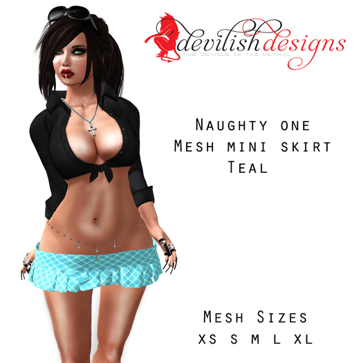 ! Devilish Designs Naughty One Mesh Mini Skirt Teal