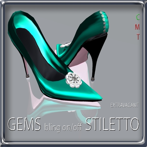 EXTRAVAGANT sculpted stiletto cyan gems