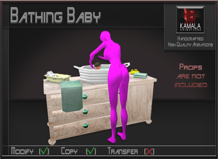 Kids Prim Baby  *Bathing Baby* Copyable Poseball