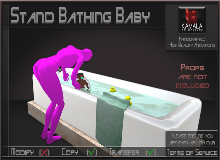 Kids Prim Baby *Stand Bathing Baby* Animations for Builders