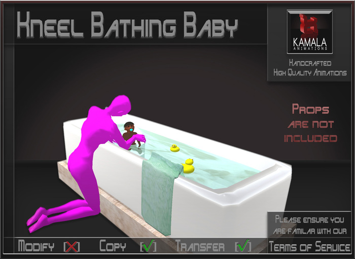 Kids Prim Baby *Kneel Bathing Baby* Animations for Builders