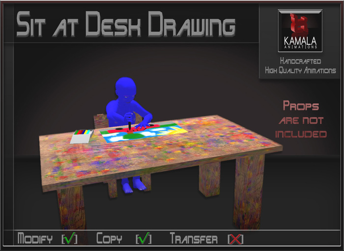Kids Child SL  *Sit at Desk Drawing* Copyable Poseball