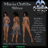 [FPI] Mucia Outfits Silver - 13 Piece Ensemble with Top, 2 Bottoms, 2 Sarongs, Silks, Arm Silks, Sandles, Necklace, ankl