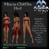 [FPI] Mucia Outfits Red - 13 Piece Ensemble with Top, 2 Bottoms, 2 Sarongs, Silks, Arm Silks, Sandles, Necklace, anklet