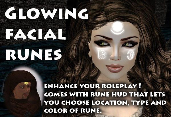 Glowing Facial Runes with HUD 