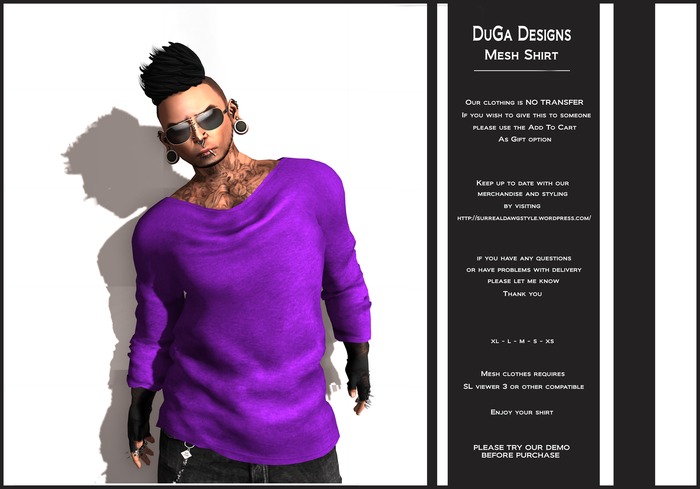 DuGa Designs Mesh Long Sleeve Shirt Purple