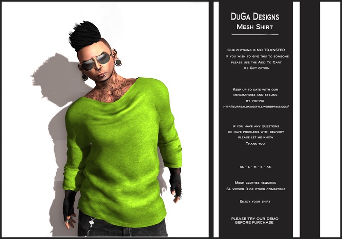 DuGa Designs Mesh Long Sleeve Shirt Grass Green