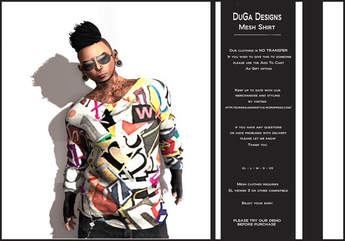DuGa Designs Mesh Long Sleeve Shirt Colorful Letters