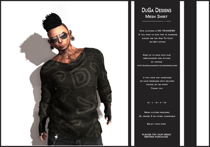 DuGa Designs Mesh Long Sleeve Shirt Letters