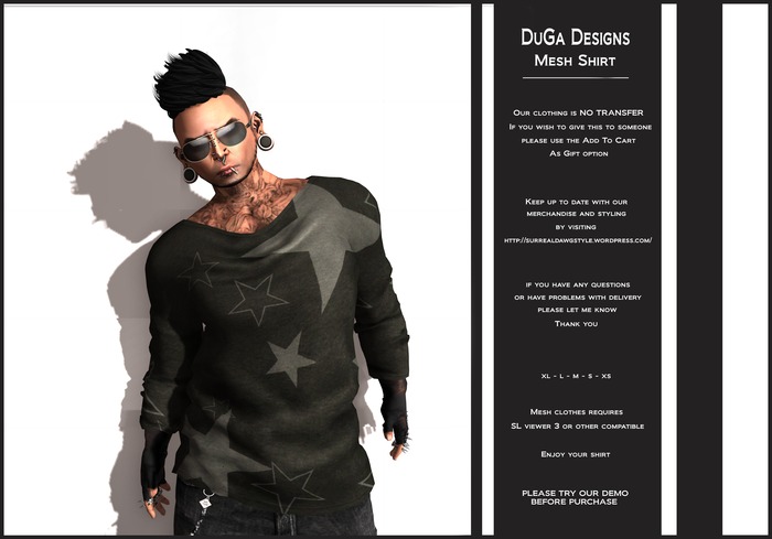 DuGa Designs Mesh Long Sleeve Shirt Stars