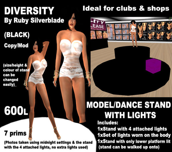 MODEL & DANCE STAND, (BLACK) WITH LIGHTS (BOXED) - DIVERSITY