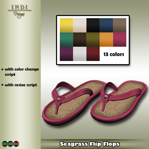 INDI Designs - *Beachwear* Seagrass Flip Flops (F)
