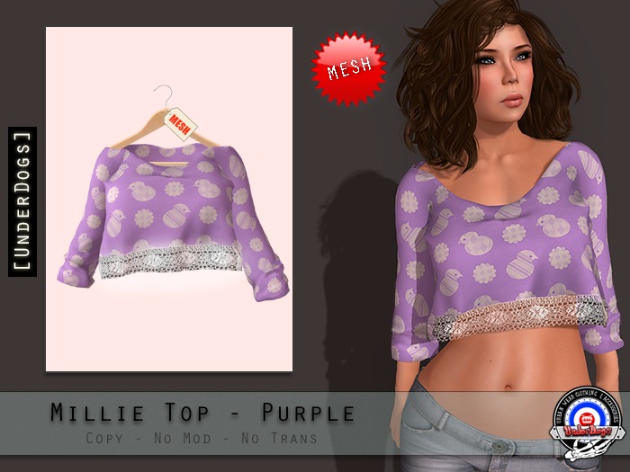 [UnderDogs] - Millie Top - Purple - Mesh