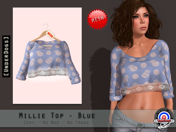 [UnderDogs] - Millie Top - Blue - Mesh