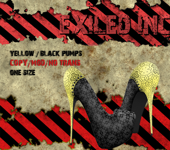 [Exiled Inc.] Pumps yellow heel mesh