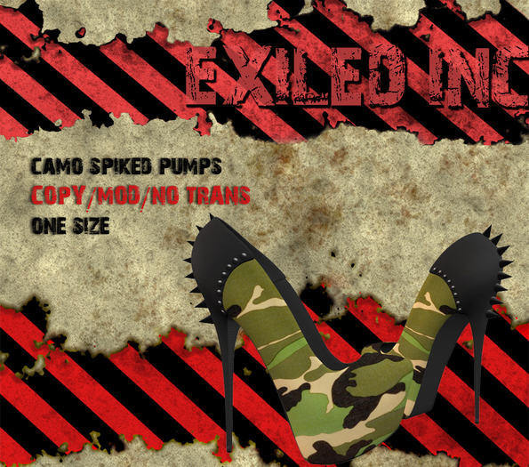 [Exiled Inc.] Pumps Camo Spiked mesh