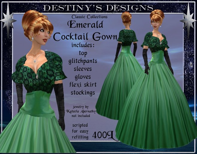 !~DD~! Emerald Cocktail Gown