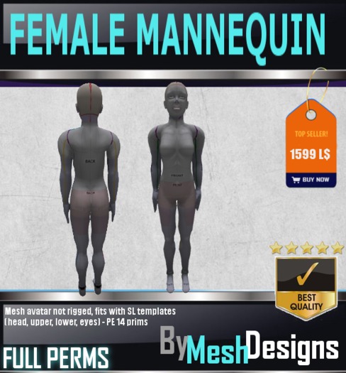 Mesh female avatar mannequin to rezz 