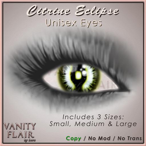 Eclipse Eyes - Citrine - Prim & Standard Eyes included