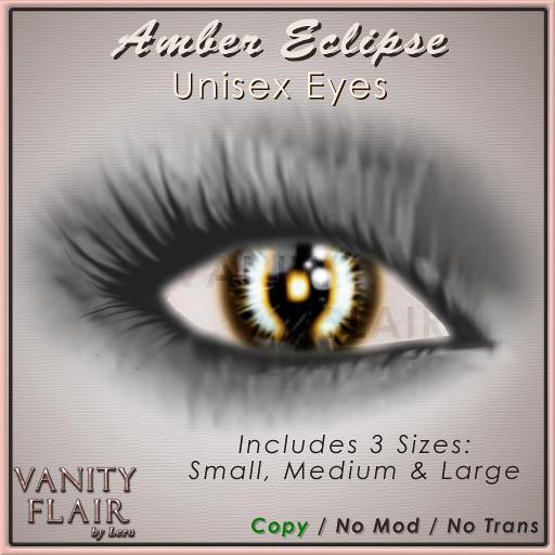 Eclipse Eyes - Amber - Prim & Standard Eyes included