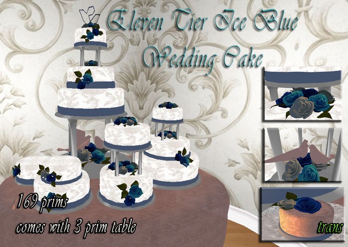 Eleven Tier Ice Blue  Wedding Cake