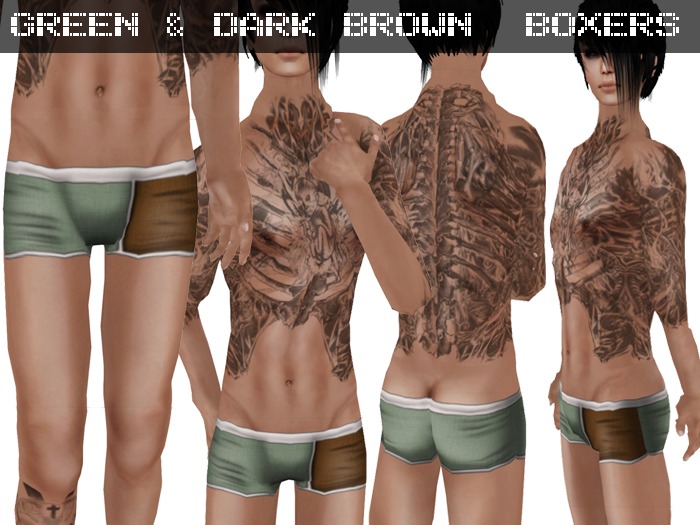Green & Dark Brown Boxers