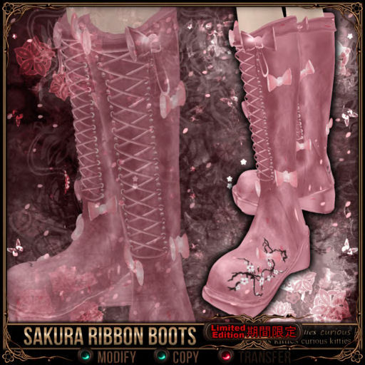 [Mesh] =^.^= Curious Kitties - [Limited Edition] Sakura Ribbon Boots