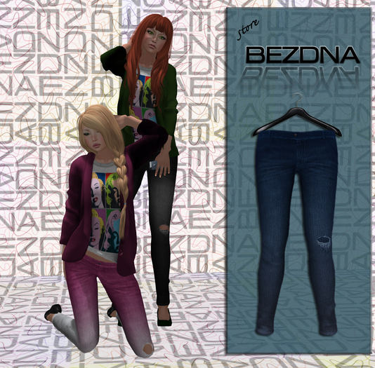 @BEZDNA@ Low Rise Jeans ripped blue