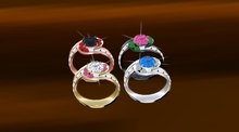 TM Gold and Crystal-Palmed Wedding Rings Set  BOX