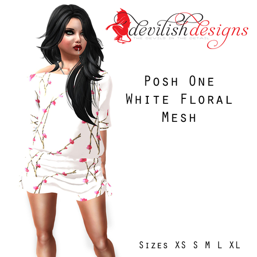 ! Devilish Designs Mesh Posh One White Floral