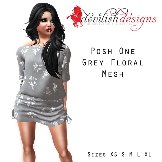 ! Devilish Designs Mesh Posh One Grey Floral