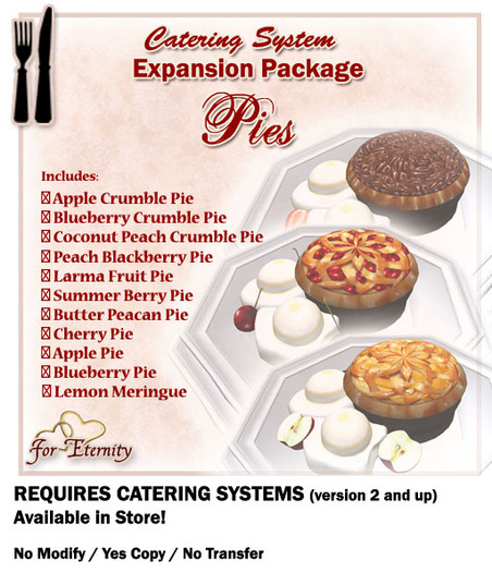 *VRD* Catering Expansion Pkg - Desserts - Pies (boxed)